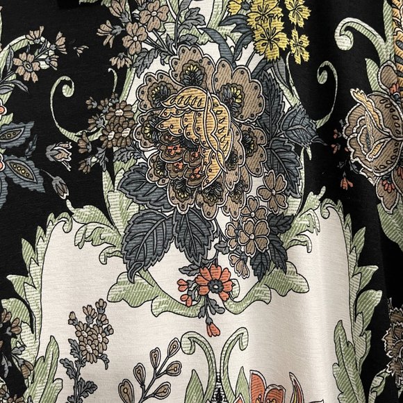 LTX Sportswear XXL green/cream/black/orange large flower 3/4 sleeve dress - Picture 2 of 4